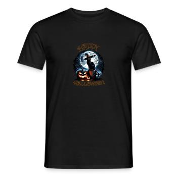 Chat effrayé, pas de friandises, juste des tours d’Halloween - T-shirt homme - noir - Devant - AI Model Male 178 light (178cm)