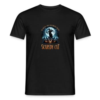 Joyeux Halloween, chat effrayé - T-shirt homme - noir - Devant - AI Model Male 178 light (178cm)
