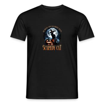 Joyeux Halloween, chat effrayé - T-shirt homme - noir - Devant - AI Model Male 178 light (178cm)