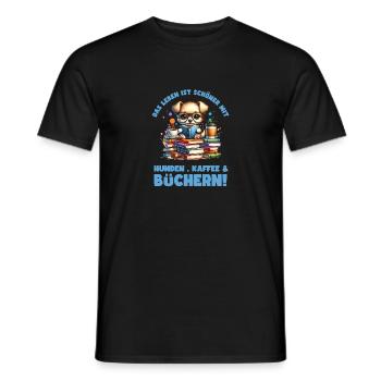 lesen isDas Leben Ist Schöner Mit Hunden, Kaffee & - Männer T-Shirt - Schwarz - Vorne - AI Model Male 178 light (178cm)