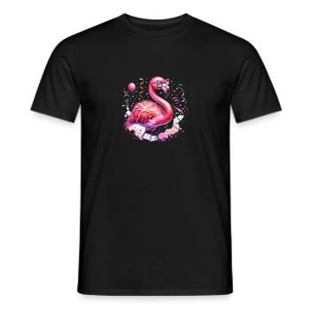 Kölle Alaaf Flamingo Party Extravaganza - Men's T-Shirt - black - Front - AI Model Male 178 light (178cm)