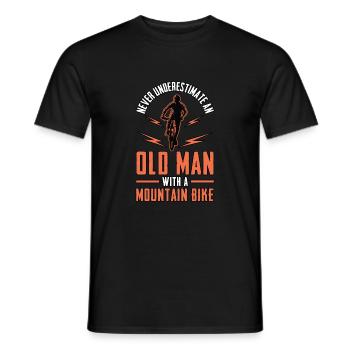 BMX MTB Old man on the bike - Men's T-Shirt - black - Front - AI Model Male 178 light (178cm)
