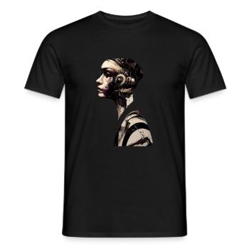 Punk Design Music Cyber Portrait of a Woman - Men's T-Shirt - black - Front - AI Model Male 178 light (178cm)
