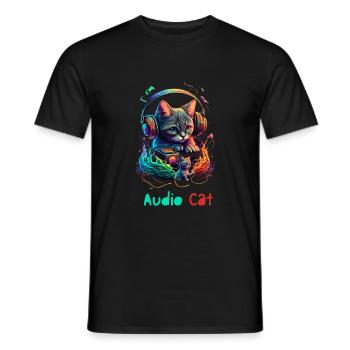 Audio Cat - Männer T-Shirt - Schwarz - Vorne - AI Model Male 178 light (178cm)