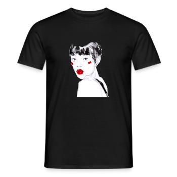 portrait de femme asiatique - T-shirt homme - noir - Devant - AI Model Male 178 light (178cm)