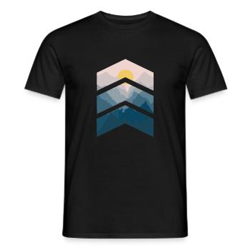 Hiking Man Mountains Climbing Sun Nature Graphic P - Men's T-Shirt - black - Front - AI Model Male 178 light (178cm)