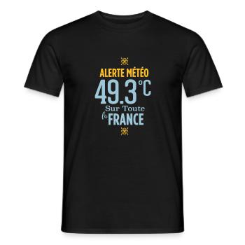 Alerte météo 49.3°C sur toute la France - T-shirt homme - noir - Devant - AI Model Male 178 light (178cm)