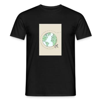 Tour du monde en avion - T-shirt homme - noir - Devant - AI Model Male 178 light (178cm)
