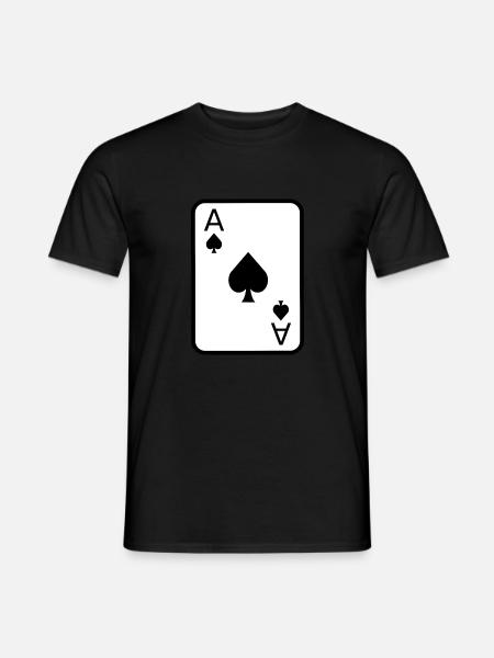 Pik Aß Spielkarte Poker Geschenkidee - Männer T-Shirt - Schwarz