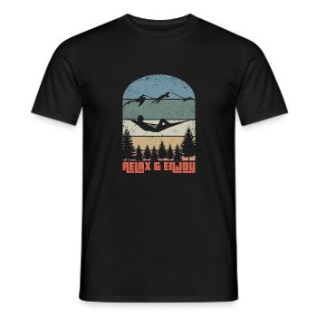 Relax & Enjoy - Männer T-Shirt - Schwarz - Vorne - AI Model Male 178 light (178cm)