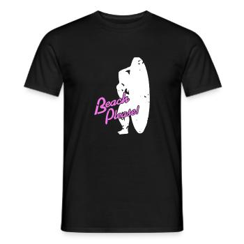 Beach Please! Funny Vintage Surfing T-Shirt - Männer T-Shirt - Schwarz - Vorne - AI Model Male 178 light (178cm)