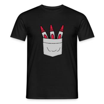 Brusttasche Wachsmalstifte unterwegs mitnehmen - Männer T-Shirt - Schwarz - Vorne - AI Model Male 178 light (178cm)