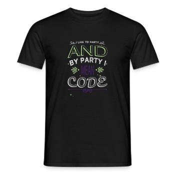 programming computer scientist happy - Männer T-Shirt - Schwarz - Vorne - AI Model Male 178 light (178cm)
