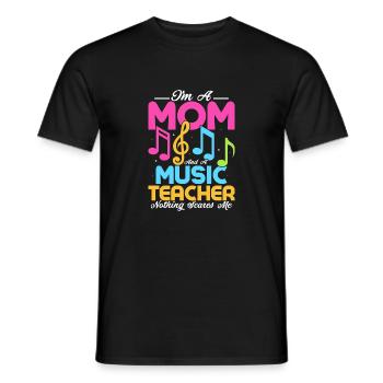 Je suis une maman et un professeur de musique Rien ne me fait peur St - T-shirt homme - noir - Devant - AI Model Male 178 light (178cm)