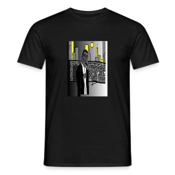 New York gangster in street life mode - Men's T-Shirt - black - Front - AI Model Male 178 light (178cm)