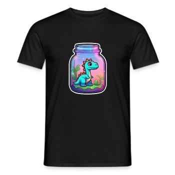 Dinosaur in a Cartoon Jar - Men's T-Shirt - black - Front - AI Model Male 178 light (178cm)