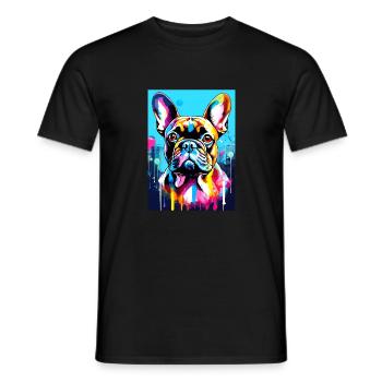 Bulldog peinture Bouledogue français - T-shirt homme - noir - Devant - AI Model Male 178 light (178cm)