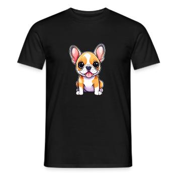 Cute French Bulldog Puppy - Men's T-Shirt - black - Front - AI Model Male 178 light (178cm)