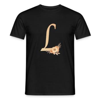 Letter L with flowers - Men's T-Shirt - black - Front - AI Model Male 178 light (178cm)