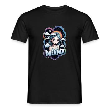rêver - rêveur - rêveuse - rêve - rêverie - T-shirt homme - noir - Devant - AI Model Male 178 light (178cm)
