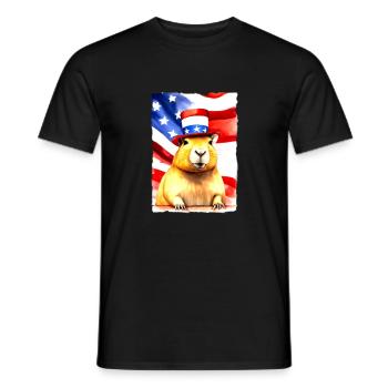 rongeur "Capybara Président" - T-shirt homme - noir - Devant - AI Model Male 178 light (178cm)