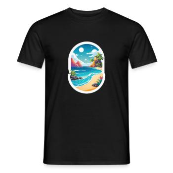 plage vacances soleil mer - T-shirt homme - noir - Devant - AI Model Male 178 light (178cm)