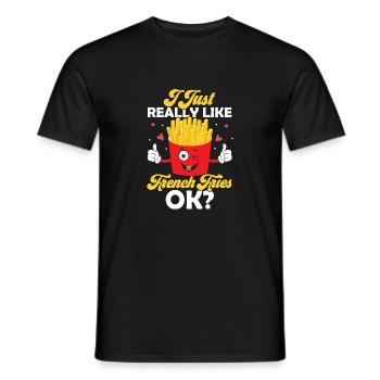 Amateur de frites : c’est plus qu’une - T-shirt homme - noir - Devant - AI Model Male 178 light (178cm)