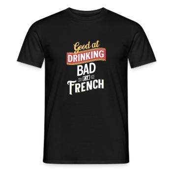 Bon pour boire mais mauvais en français - T-shirt homme - noir - Devant - AI Model Male 178 light (178cm)