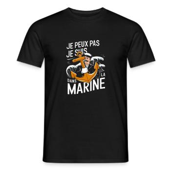 Je peux pas je suis dans la Marine - T-shirt homme - noir - Devant - AI Model Male 178 light (178cm)