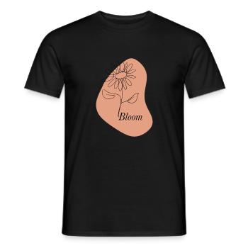 Bloom – Line Art Flower - Men's T-Shirt - black - Front - AI Model Male 178 light (178cm)