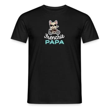 Frenchie Papa Biker Hund Französische Bulldogge - Männer T-Shirt - Schwarz - Vorne - AI Model Male 178 light (178cm)