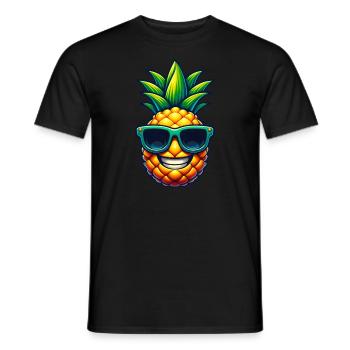 Cool Pineapple with Sunglasses Kawaii - Men's T-Shirt - black - Front - AI Model Male 178 light (178cm)