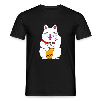 T-shirt Maneki Neko Japan Lucky Charm Boba - T-shirt homme - noir - Devant - AI Model Male 178 light (178cm)