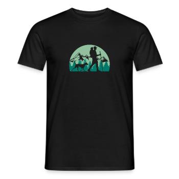 Wanderer mit Hund Wandern Berge Natur Camping - Männer T-Shirt - Schwarz - Vorne - AI Model Male 178 light (178cm)