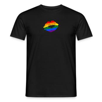 Artistic Gay Pride Rainbow Flag LGBTQ Lips - Men's T-Shirt - black - Front - AI Model Male 178 light (178cm)
