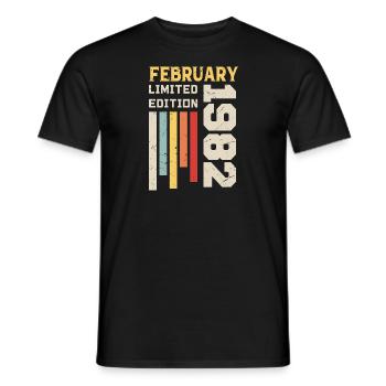 Février 1982 - Cadeau anniversaire Février 1982 - T-shirt homme - noir - Devant - AI Model Male 178 light (178cm)