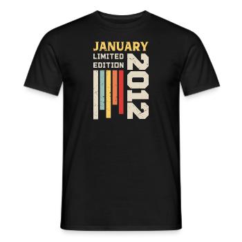 January 2012 - January 2012 Birthday Gift - Men's T-Shirt - black - Front - AI Model Male 178 light (178cm)