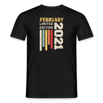 Février 2021 - Cadeau anniversaire Février 2021 - T-shirt homme - noir - Devant - AI Model Male 178 light (178cm)