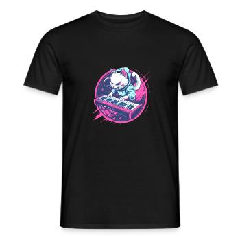 Synth Katze - Männer T-Shirt - Schwarz - Vorne - AI Model Male 178 light (178cm)