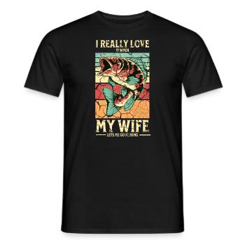 I Really Love It When My Wife Lets Me Go Fishing - T-shirt homme - noir - Devant - AI Model Male 178 light (178cm)