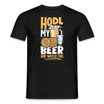 HODL My Beer And Watch This Cryptocurrency Mining - Männer T-Shirt - Schwarz - Vorne - AI Model Male 178 light (178cm)