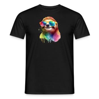 Colorful cool sloth with sunglasses - Men's T-Shirt - black - Front - AI Model Male 178 light (178cm)