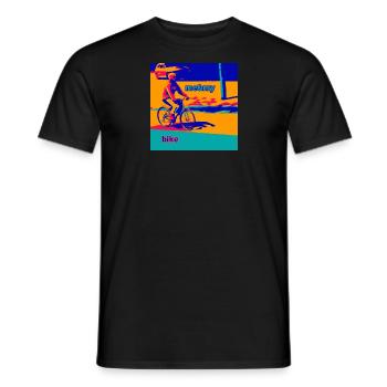 Motard à vélo dans la ville « Moi et mon vélo » - T-shirt homme - noir - Devant - AI Model Male 178 light (178cm)