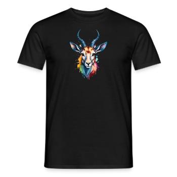 Antilope Bunter Vogel Cooles Aquarell - Männer T-Shirt - Schwarz - Vorne - AI Model Male 178 light (178cm)