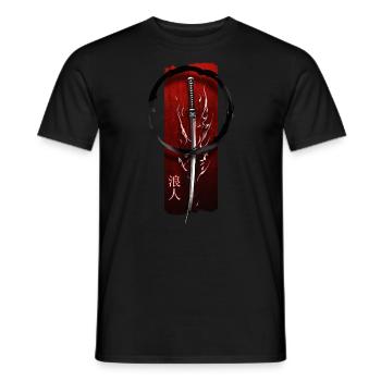 Wandernder Geist: Katana-Schwert mit "Ronin"-Schriftzug - Männer T-Shirt - Schwarz - Vorne - AI Model Male 178 light (178cm)