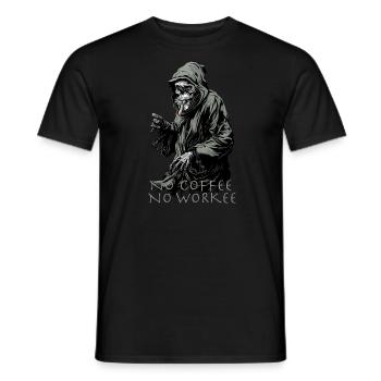 No Coffee No Workee Reaper Kaffee - Männer T-Shirt - Schwarz - Vorne - AI Model Male 178 light (178cm)