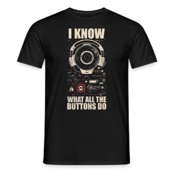 I know what all the buttons do - T-shirt homme - noir - Devant - AI Model Male 178 light (178cm)