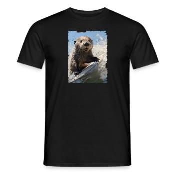 Surfer loutre de mer - T-shirt homme - noir - Devant - AI Model Male 178 light (178cm)