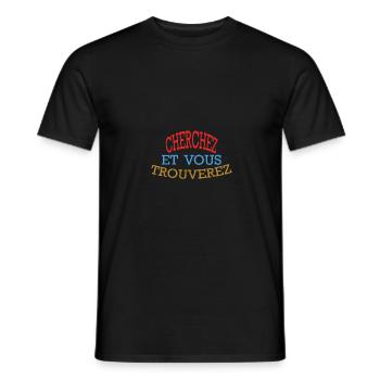 CHERCHEZ ET VOUS TROUVEREZ - Rouge Bleu Dorée - T-shirt homme - noir - Devant - AI Model Male 178 light (178cm)