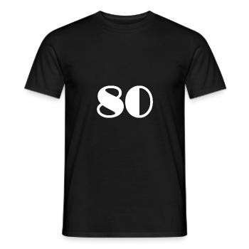 80. 80 YEARS. 80TH ANNIVERSARY. BIRTHDAY 80 YEARS. - Men's T-Shirt - black - Front - AI Model Male 178 light (178cm)